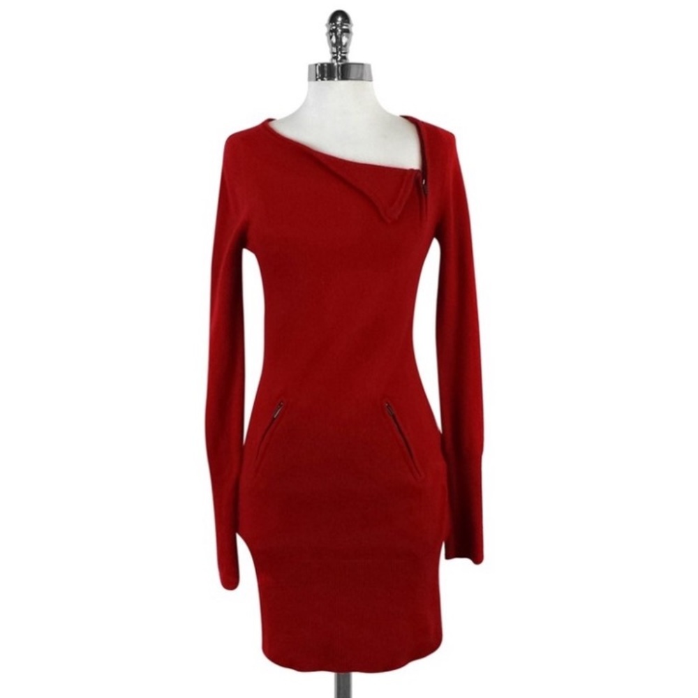 BCBG Max Azria Red Cashmere Zipper Dress